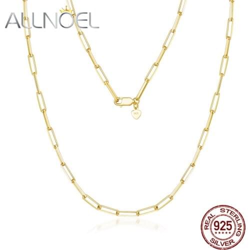 ALLNOEL Personalized 925 Sterling Silver Rectangle Oval Link Paperclip Cross Chain for Jewelry Necklace Making 18inch Long New