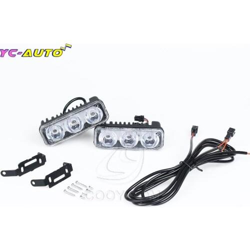 Car Universal MULTI 1Pair LED DRL Car High Power Running Lights DC Lens Waterproof 12 - 24V white 6000k with Fog Lamps