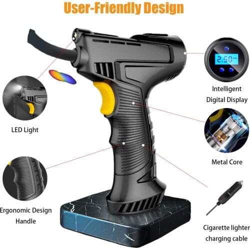 Free shiping 120W Rechargeable Air Compressor Inflatable Pump Portable Air Pump Car Tire Inflator Digital for Car Bicycle Balls