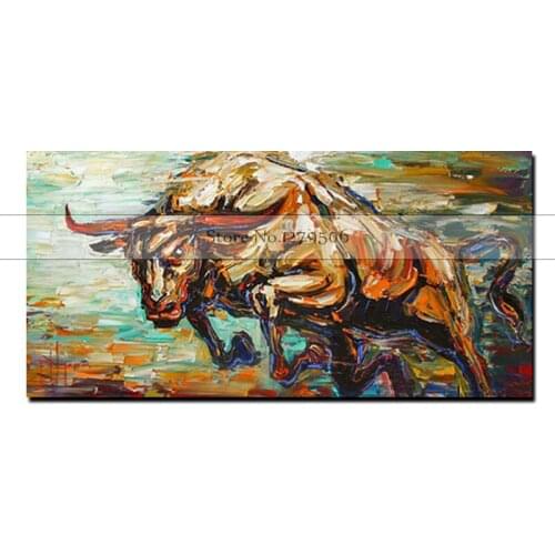 Big size modern 100% HandPainted bull Oil Painting On Canvas Handpainted animal wall picture animal bull Oil Painting home decor