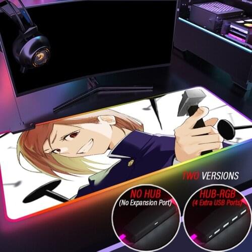 Jujutsu Kaisen Gaming Computer Mousepad RGB Large Mouse Pad Gamer Mouse Carpet Big Led Mause Pad PC Desk Play Mat with Backli