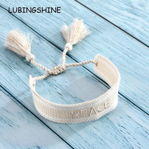 Fashion Embroidery Letter Peace Believe Adjustable Friendship Bracelet for Women Vintage Tassel Braided Bracelets Jewelry Gifts