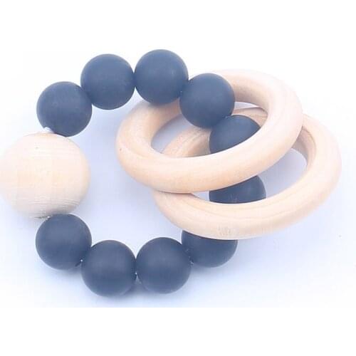 New Baby Pacifier Clip Chain Baby Teether Bracelet Silicone Wooden Childrens Silicone Molar Teeth Nipple Bottle Clip Chain Toy