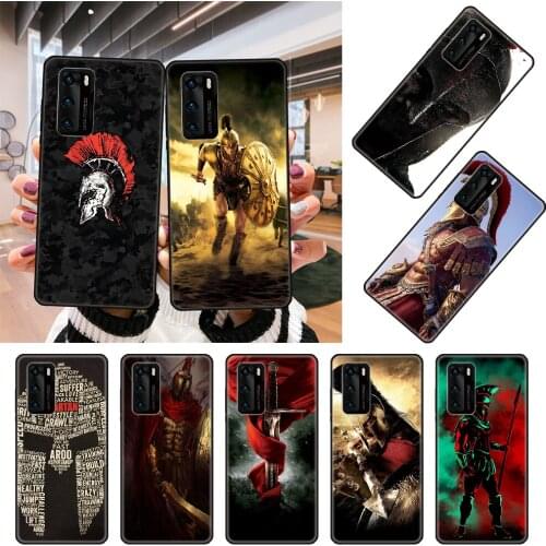 Phone Case For Huawei P20 P30 P40 P Smart Z 2019 P10 Mate 30 10 20 Lite Pro Black Cover Shell Trend Waterproof Sparta Warrior