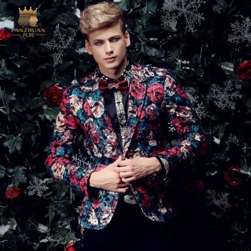 Fanzhuan free shipping new fashion mens male slim 2017 Flower Floral suit jacket 14078 blazer winter autumn plussize promotion
