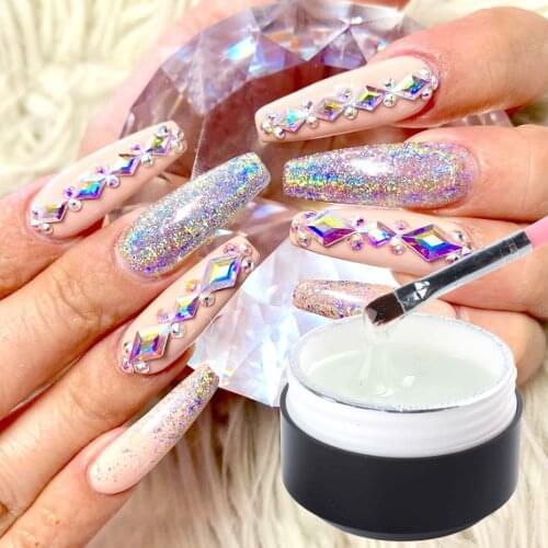 Nail Rhinestone Glue Clear Super Sticky Adhesive Gel Polish No Wipe Top Coat DIY Diamond Jewelry Manicure Supplies NF1823