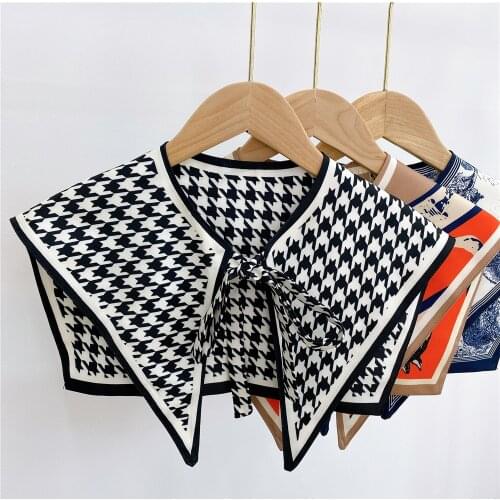 45*50cm Print Plaid Sunscreen Shawl Scarf Decoration Fake Detachable Collar Protect Neck Shoulder Women Girl Dress Accessories