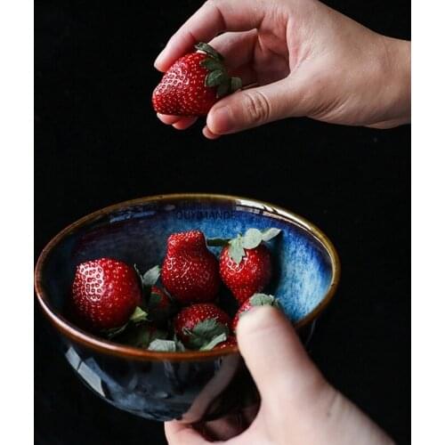 2 sizes ceramic salad bowl rice bowl dessert bowl Blue Ceramic Bowl Porcelain Rice Bowl Dinnerware Restaurant kitchen tableware