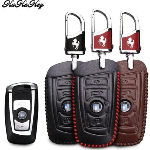 Leather Car Key Cover with Key Ring Holder For BMW 520 525 F30 F10 F18 118i 320i 1 3 5 7 Series X3 X4 M3 M4 M5 E34 E90 E60 E36
