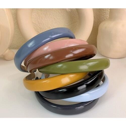 Fashion Solid Color PU Leather Headbands Women Hairband Hair Hoop Girl Simple Hair Bands Bezel Hair Accessories New Headwear