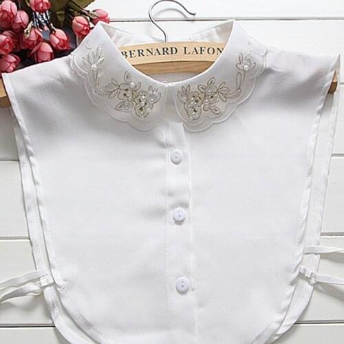 Fashion diamond-studded spring autumn false collar chiffon shirt collar fake shirt lace sweater Elegant False Collar