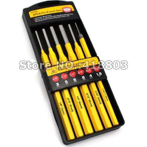 6pcs 150mm Pin Punch Kit Set Solid Hole Punch Chisel Machining Maintenance Wooden Woodworking Tool