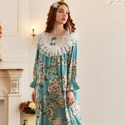 Nightgown Women Satin Nightdress Long Dress Long sleeve Romantic Sleepwear Nightgown