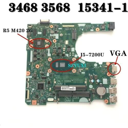 NEW I5-7200U R5 M420 2G For Dell Vostro 3467 3567 3468 3568 Laptop Motherboard 15341-1 91N85 031T2G 31T2G Mainboard 100%Tested