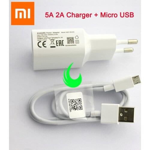 Original Xiaomi EU Power Adapter 5V 2A Wall Charger Mi A2 Lite Micro USB Cable For Redmi 6 5 6A 5A 4A Note 5 Pro 3 6 4X S2 4