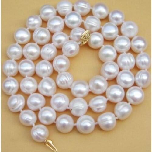 REAL CLASSIC 10-11MM SOUTH SEA WHITE BAROQUE PEARL NECKLACE 18INCH 14KGP