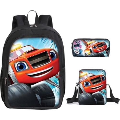 Blaze and the Monster Machines School Bag Set for Teen Boys Cool Children Car Pattern Bookbags Kids Schoolbags