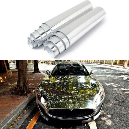 Silver Chrome Mirror 30x152cm Vinyl Wrap Film Car Sticker Decal Sheet Bubble Free Car Wrapping Styling