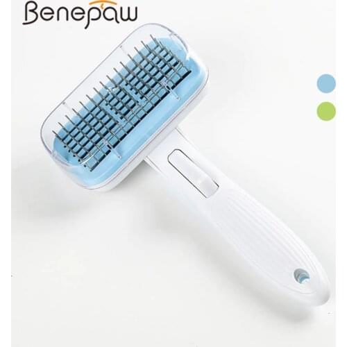Benepaw Self Cleaning Slicker Brush For Dogs Safe Puppy Cat Massage Pet Comb Gently Removes Loose Undercoat Mats Tangled Hair