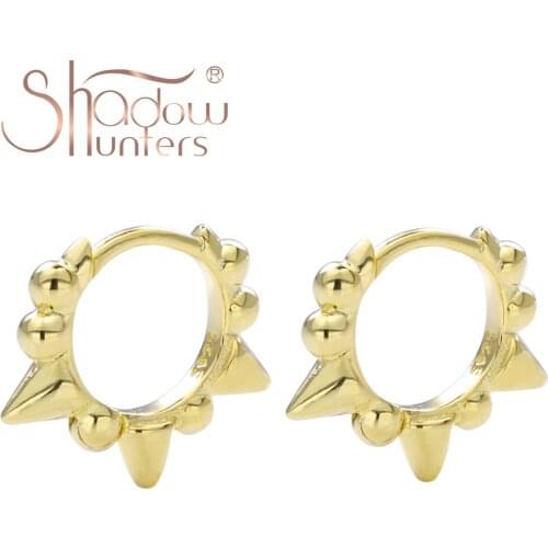 SHADOWHUNTERS Real 100% Sterling 925 Silver Gold-color Huggie Hoop Earrings For Women S925 Pop Earrings Women Fashion Jewelry