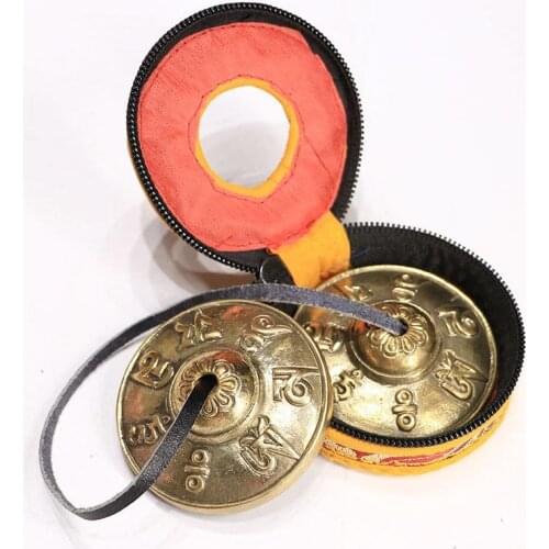 1 Pair Yoga Cymbal Bell Cymbals Brass Chimes Tibetan Buddhist Style Tingsha Meditation Yoga Accessory Instrument Cymbals Gift