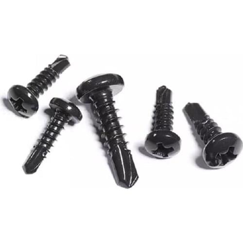 100pcs/lot M4.2 M4.8 DIN7504N Black 410 stainless steel cross round head drill tail screw