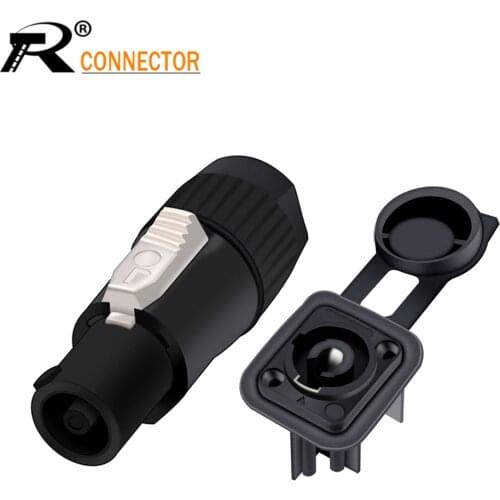 1 Set Waterproof 20A PowerCON Power Panel Mount Adapter True Locking Cable Connector IP65 Aviation Flame Retardant Connector