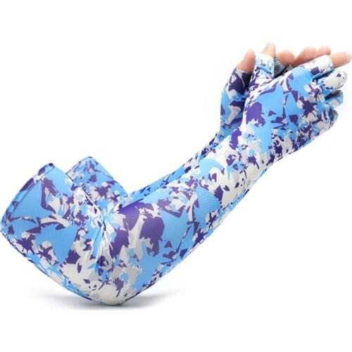 69HD Sun Protection Hand Protector Cover Arm Sleeves Ice Silk Sunscreen Sleeves Outdoor Arm Warmer Half Finger Sleeves