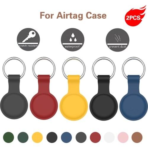 2PC For Apple AirTag Case Silicone Protective Sleeve Cover Anti-Lost Locator Tracker Protector Keychain Ring for Pet Small Dog