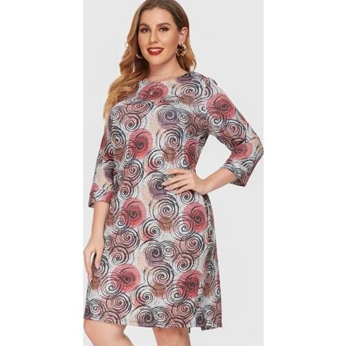 2020 Fall Women Long sleeve Printed flower Dress fashion ladies mom clothes Plus Size Womens Dresses 4XL 5XL 6XL