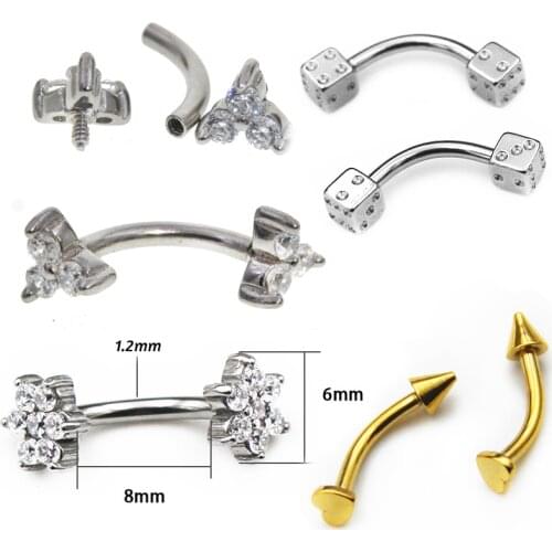 1Pc 16G Surgical Steel Eyebow Ring Stud Banana Rings Curved Barbell Cartilage Piercing Tragus Helix Lip Bar Body Jewelry Women