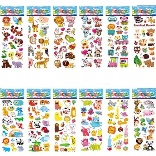 12 Different Sheets Cute Pet DIY Stickers Cartoon Children Stickers Toys PVC Scrapbook Gifts For Kids