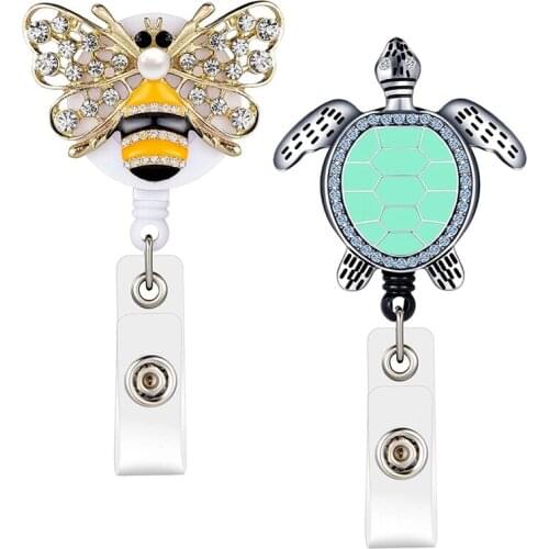 2 Pcs Sea Turtle Retractable Badge Reel ID Badge Holder with Alligator Clip Decorative Badge Reel for Nurse Teacher