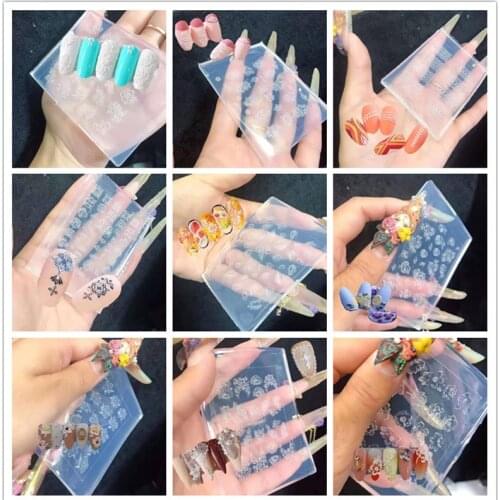 3D Carving Silicone Nail Mold Stamping Template Stamper Micro Stereoscopic Embossment Design New Arrivals