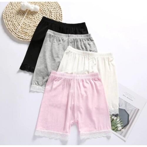 4Pcs/lot Summer Shorts Girls Clothes Baby Shorts 3 to 11Y Kids Pants Girl Solid Boxer Lace Underwear Children Safety Beach Short