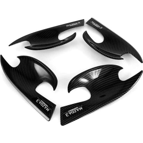 For Mazda 3 Axela 2019 2020 ABS Carbon Fiber Door Handle Bowl Cover Trim Decoration Frame Exterior Car Styling Accessories 4pcs