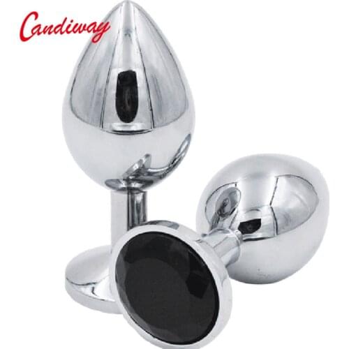 Candiway Small Crystal Diamond Stainless Steel Anal Plug G Spot Prostate Massager Butt Plug Sex Toys For Women Men