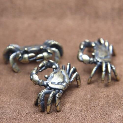 Antique Copper Mini Crab Tea Table Decorations Crafts Ornaments Retro Brass Animal Figurines Home Decor Accessories Tea Pet Gift