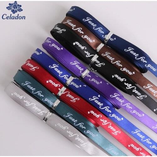 10Yard 10mm Printed "Just For You" Polyester Satin Ribbon for Christmas Wedding Decoration Ribbon Card Gift Wrap DIY Bow Craft