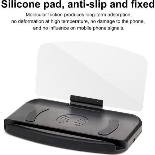 HUD Head Up Display Wireless Charger Mobile Phone Holder GPS Navigation Car Speed Projector Car Phone Stand