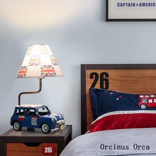 British style vintage car desk lamp boy bedroom childrens room lamp American creative color cartoon car desk lamp