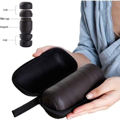 Yixing Zisha Tea Cup Handmade Lotus Pattern Tea Suit Ceramic Campo al aire libre portátil taza Jars Bottles Vintage Home Decor