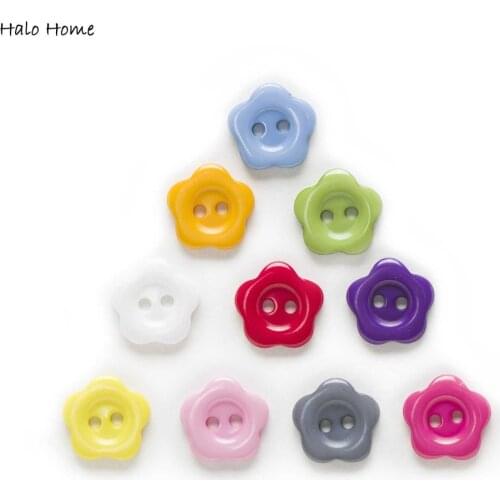 12mm/14mm 100pcs Mixed 2 Hole Flower Resin Buttons Sewing Scrapbooking Home Clothing Decor Card Making Handmade DIY