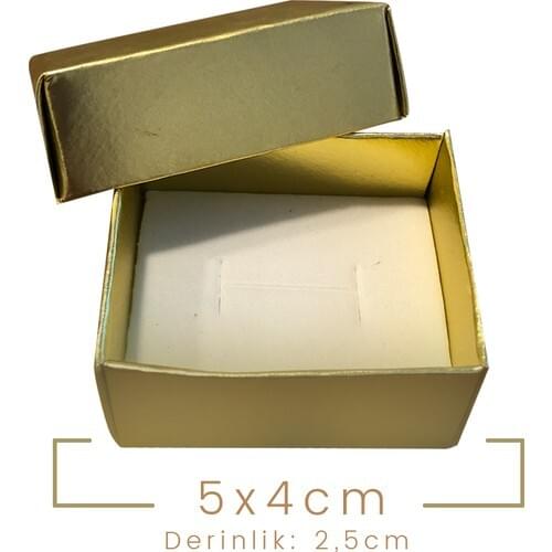 Dereli Printing Gold Glitter Coated Cardboard Jewelry Box 5 X4CM 15'li Package
