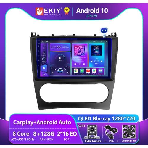EKIY 6+128G Android Autoradio For Mercedes Benz C-Class C Class W203 W209 C180 C200 CL203 C209 A209 2004-2011 Car Radio no 2din