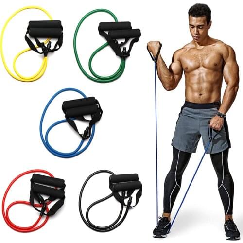 5 Levels Fitness Tube Band Pull Rope Resistance Bands with Handles Training Exercise Elastic Bands Workouts Strength Equipment