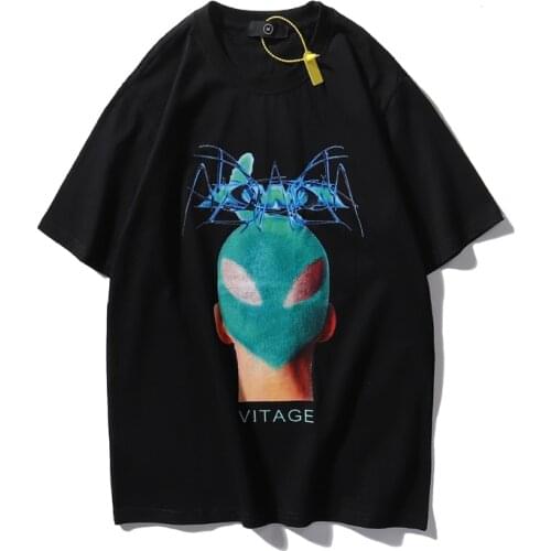 High Street Retro Green Fly Head Print Loose Cotton Tshirts Mens and Womens Short SleeveOversize Summer T-shirt Hip Hop Tees