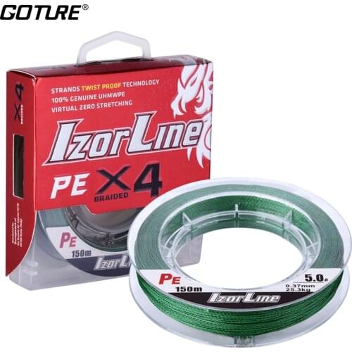 Goture IzorLine 150M 4 Strands PE Braided Fishing Line Multifilament Lines For Freshwater and Saltwater Fishing