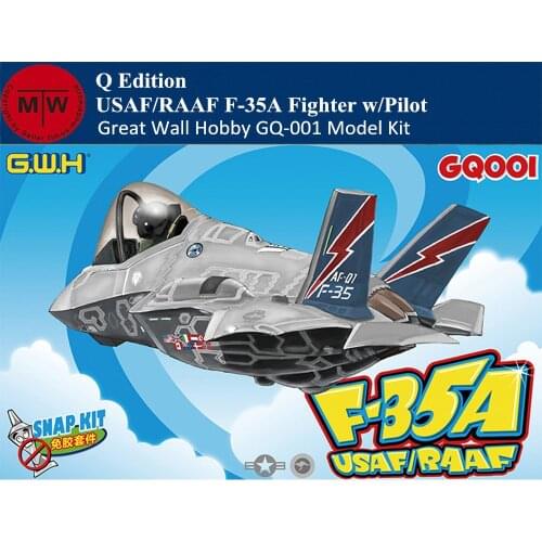 Great Wall Hobby GQ-001 USAF/RAAF F-35A Fighter w/Pilot Q Edition Aircraft Assembly Model Snap Kits