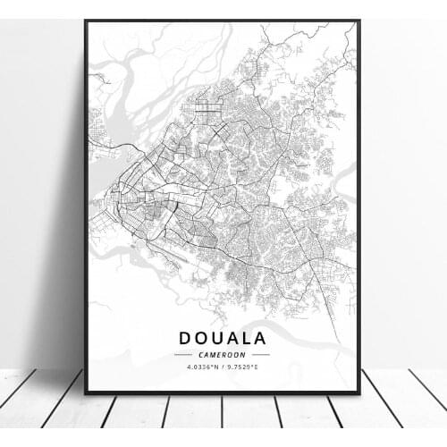 Hd print Douala Yaounde Yaounde Canvas Art Map Poster wall painting for living room home decor frame